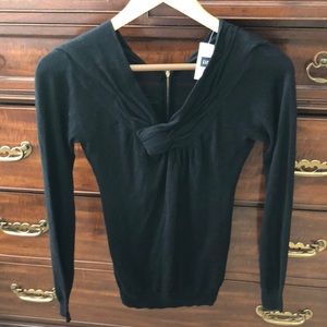J Crew Black Top, zipper back opening XS NWT